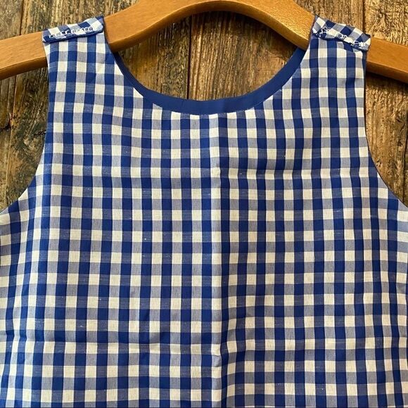 Handmade Baby Toddler Sz 1 Reversible Blue Gingham Summer Sleeveless Beach Dress - Picture 3 of 8